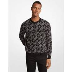 Michael Kors MK Empire Signature Logo Jacquard Merino Wool Jumper Black