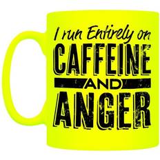 Apto para horno Tazas de café espresso Grindstore I Run Entirely On Caffeine And Anger Mug - Amarillo Taza de café espresso