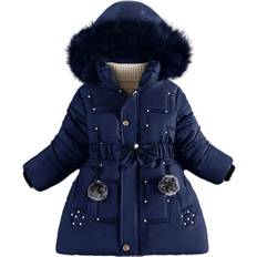 Xcsgsra Blue, 9-10 Years Kids Girls Long Coat Jacket Hooded Winter Stock Multicoloured One