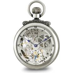 Argento Orologi da tasca Charles Hubert Antique Chrome Finish Brass Skeleton Pocket Watch instock W8495