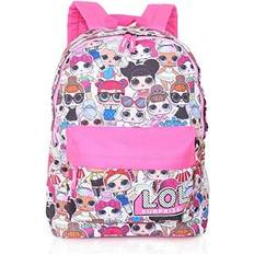 Canvas School Bags All-Over Dolls Print School Backpack Pink One Size