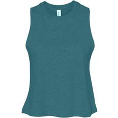 Turquoise Tank Tops Bella+Canvas Bella Racer Back Cropped Sleeveless Tank Top Teal