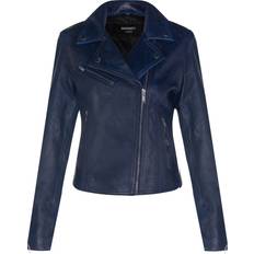 Blue - Leather Jackets Infinity Leather Infinity Leather Womens Classic Biker Brando Jacket-Baku Blue