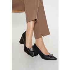 Wide Fit Darcy Pointed Trim Detail Block Heel Court Black