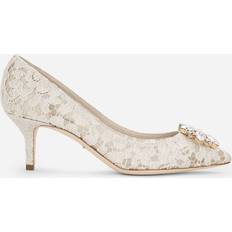 Dolce & Gabbana Heels & Pumps Dolce & Gabbana Pumps Aus Taormina-spitze Mit Kristallen Frau Pumps Und Slingbacks Grau Spitze 38.5