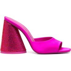 Red Heeled Sandals The Attico Luz crystal embellished satin mules FUCHSIA IT