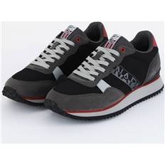 Napapijri Grey Red White Faux Leather Cosmos Trainers