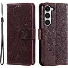 Skalo Samsung S23 Plus Mandala Flip Cover Brun