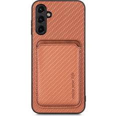 Skalo Samsung A54 5G Carbon Fiber Cover med kortholder Brun