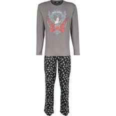 Grigio - Uomo Pigiama Pigiama di Rock Rebel Pyjama with Skull Print - Uomo