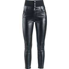 Skind Bukser Forplay Kunstlæderbukser High Waist Imitation Leather W27L32 till W38L34 Damer sort