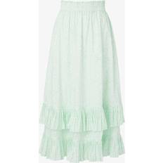 By Malina Womens Floral Mist Jane Ruffle-trim Cotton Midi Skirt