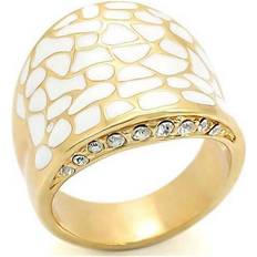 Alamode Jewelry 0W379-10 Gold Brass Ring with Top Grade Crystal, Clear