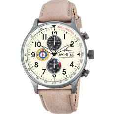 AVI-8 Watches AVI-8 42mm Hawker Hurricane Classic Chronograph Army Beige Japanese Pilot with Leather AV-4011-0C