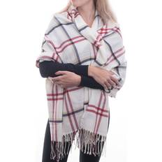 Clothing Check Shawl Poncho Pashmina Cream Red Blue Gift Packaged Red/Cream