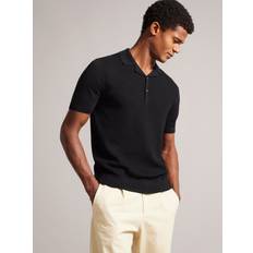 Wool Polo Shirts Ted Baker Adio Textured Polo Shirt, Black