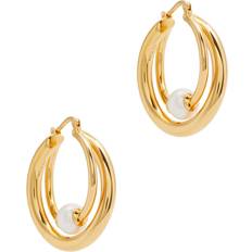 Chloé Darcey Faux-pearl Embellished Hoop Earrings Gold