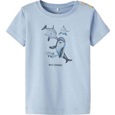 0-1M T-skjorter Name It T-Shirt - Dusty Blue