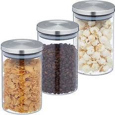 Transparent Biscuit Jars Relaxdays Storage Set Biscuit Jar 3pcs