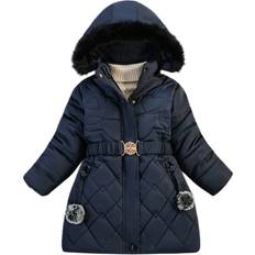 Brown Jackets Xcsgsra Blue, 4-5 Years Kids Girls Coat Jacket Hooded Winter Warm Long Multicoloured One