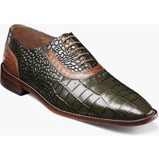 Green - Men Oxford Stacy Adams Shoes Riccardi Plain Toe Oxford Olive Multi