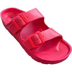 Red Slides Andrew By Andrew Stevens Comfort Slides Double Buckle Adjustable Scooby Flat Sandals