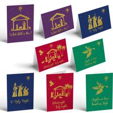 Christmas Cards & Invitations Better Office Products 50 Pack Religious Christmas Cards with Embossed Gold Foil Accents, 5" x 7" High Gloss, Gold Foil Interior Greeting, with 50 Envelopes, 50 Count Boxed Assortment