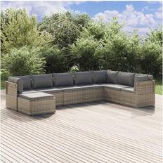 vidaXL Patio Furniture Set 8 Piece Lounge Set with Cushions Gray Poly Rattan Conjunto de Sala de Exterior