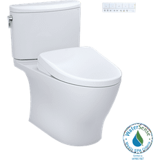 Toilets Toto WASHLET Nexus Two-Piece Elongated 1.28 GPF Toilet with Flush S7A Contemporary Bidet Seat, White MW4424736CEFGA-01
