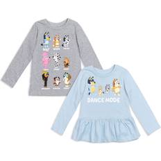 Tops Bluey Bingo Little Girls Pack Peplum Long Sleeve Graphic T-Shirt 7-8