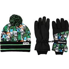 BioWorld Merchandising Kids Minecraft Fleece Knit Cuff Hat Ski Gloves Set