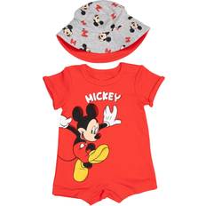 Disney 1-3M Children's Clothing Disney Disney Mickey Mouse Newborn Baby Boys Romper and Sunhat Red