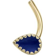 Unisex Piercings Lavari Jewelers Lila Moon 14k Gold Blue Enamel Raindrop Nose Ring Stud, Women's, Yellow