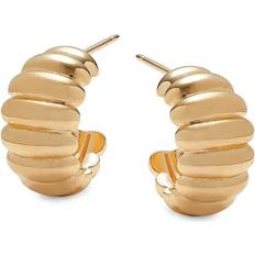 Bloomingdale's Shrimp Ridge Huggie Hoop Earrings in 14K Yellow Gold