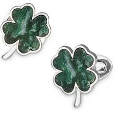 Green Cufflinks Jan Leslie Sterling Silver & Green Onyx Four-Leaf Clover Cufflinks