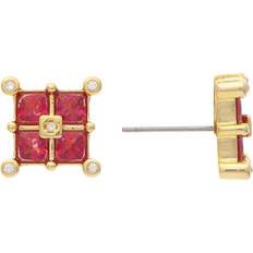 18K Plated Crystal Studs NoColor NoSize