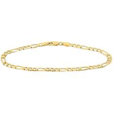 Gold - Unisex Bracelets 14K Yellow Gold 3.9mm Concave Figaro Chain Bracelet Unisex