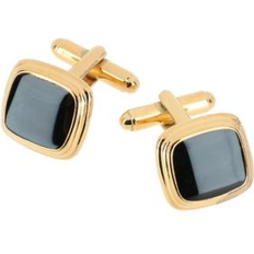 Gold Cufflinks Trafalgar Black Lacquer Cushion Cufflinks Gold Gold