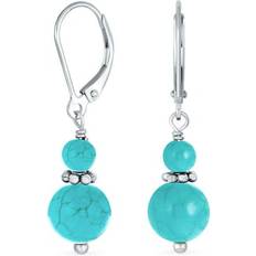 Luonnonväri Korvakorut Bling Jewelry Bali Blue Turquoise Ball Dangle Earrings Silver Lever back