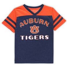 Tigers T-shirts Children's Clothing Colosseum Girls Toddler Navy/Orange Auburn Tigers Piecrust Promise Striped V-Neck T-Shirt