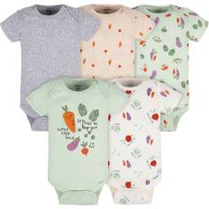 Gerber Unisex Baby 5-Pack Short Sleeve Onesies Bodysuits, Happy Veggies, Newborn