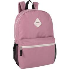 School Bags 19 Inch School Backpacks with Mesh Side Pockets – Basic Large Solid Color Backpacks for Kids, Men, Women, Travel Pink/Rose