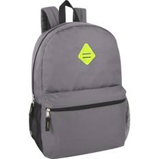 School Bags 19 Inch School Backpacks with Mesh Side Pockets – Basic Large Solid Color Backpacks for Kids, Men, Women, Travel Grey/Green