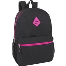 School Bags 19 Inch School Backpacks with Mesh Side Pockets – Basic Large Solid Color Backpacks for Kids, Men, Women, Travel Black/Pink