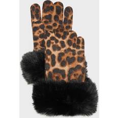 Leopard Gloves & Mittens sofiacashmere Leopard Print Cashmere Gloves Brown