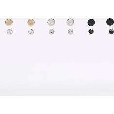 Men - Multicoloured Earrings River Island Mens 6Pk Stud Earrings Grey One