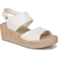 Bzees Reveal Wedge Sandal, Bright White Fabric Machine Washable, Round Toe, Anti-Microbial/Odor Control Bright White Fabric