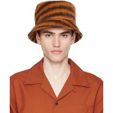 Stripes Hats Marni Black & Orange Striped Bucket Hat STR17 CARROT