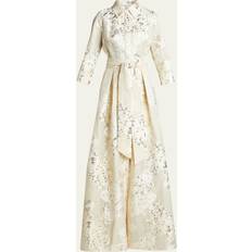 Beige - Men Dresses Jacquard Shirtdress Gown - Champagne