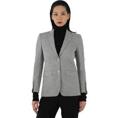 Burberry Women Blazers Burberry Grey Taupe Melange Technical Wool Jersey Blazer, Brand US 4